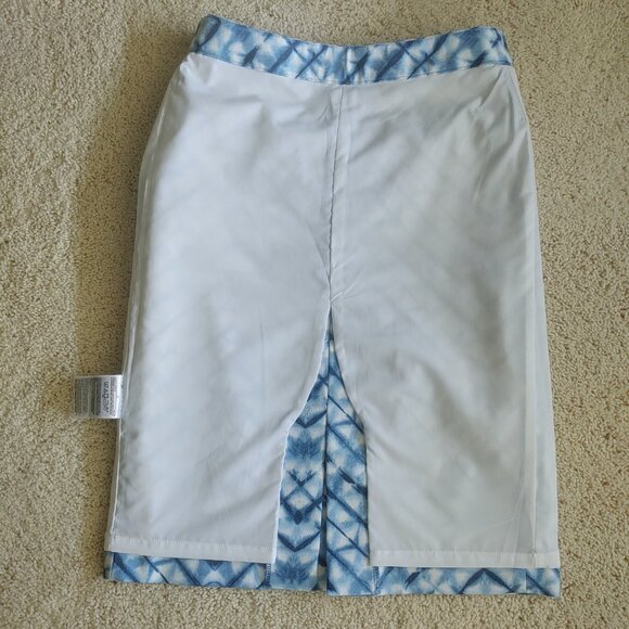 NWOT Banana Republic White Light Blue Dark Blue Front Slit Pencil Skirt (0 US) - Picture 4 of 13